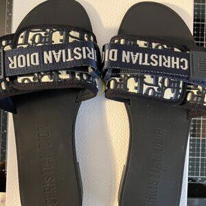 Christian Dio(r)evolution Slide. Deep Blue Oblique Nylon. Size 38.